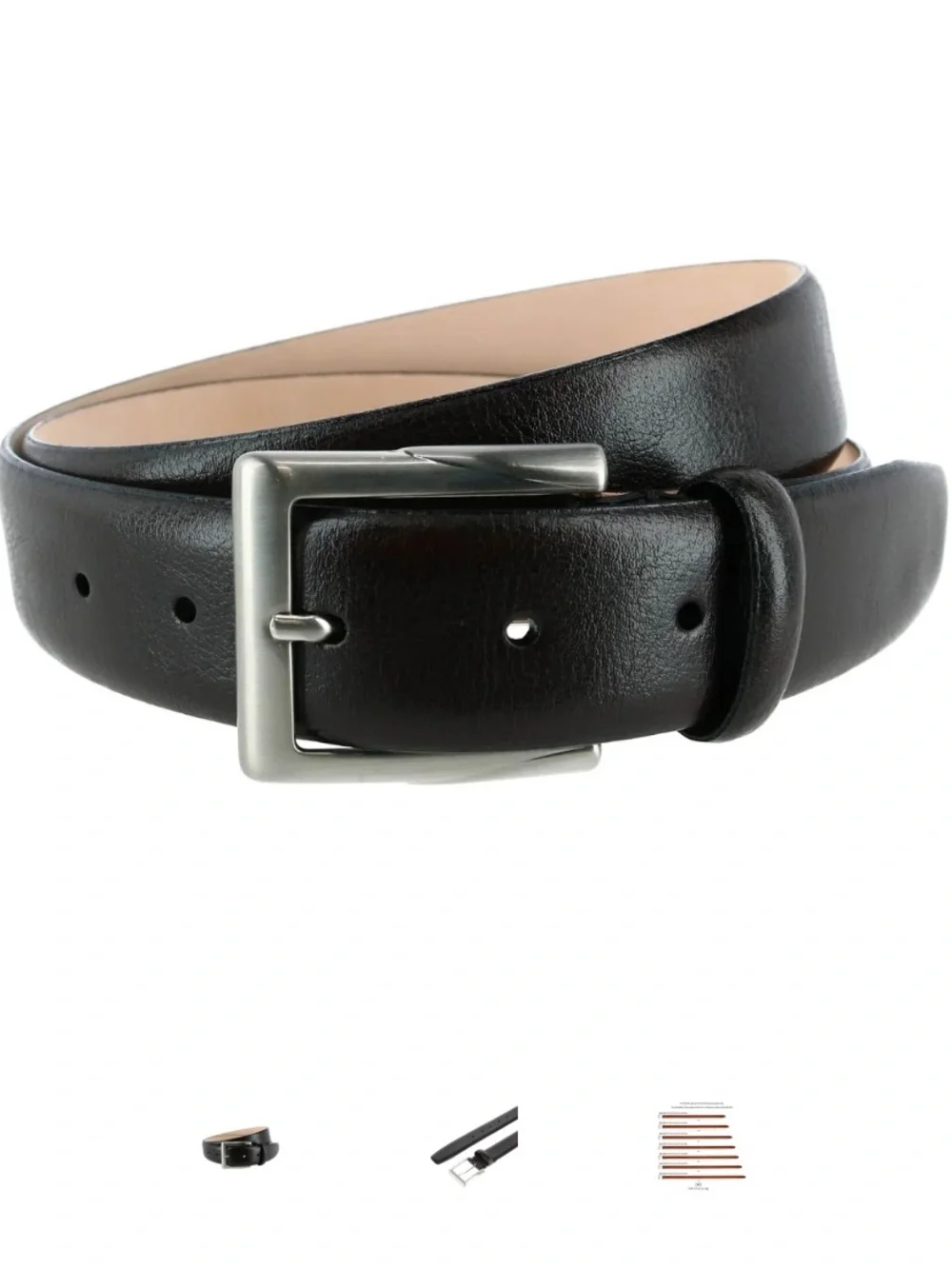 Trafalgar Rafferty 33mm Italian Dark Brown Leather Dress Belt with Silver Buckle